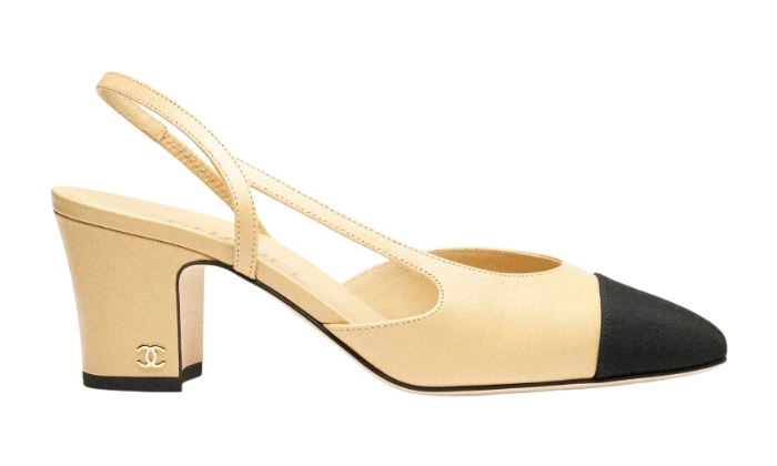 MV di capra e gros-grain beige e nero